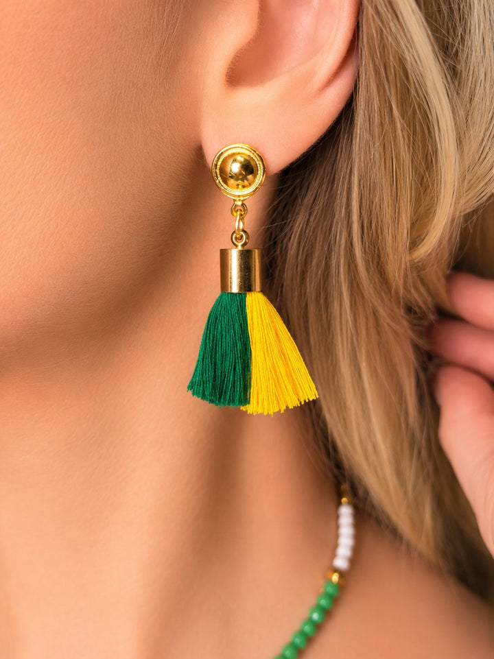 Brinco Copa Elegante Verde e Amarelo