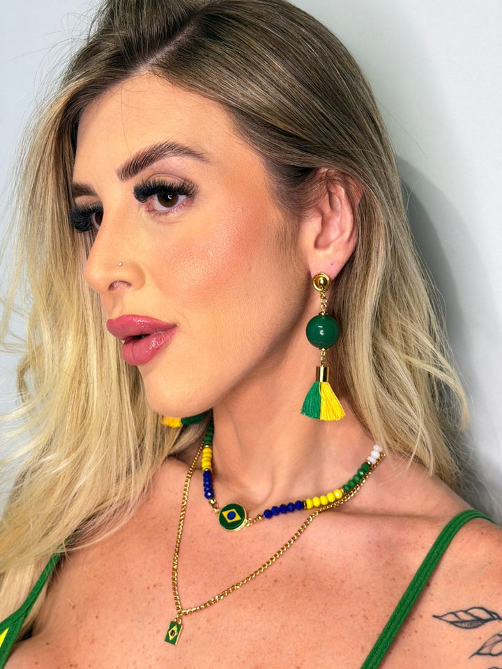 Brinco Festa Brasileira Verde e Amarelo
