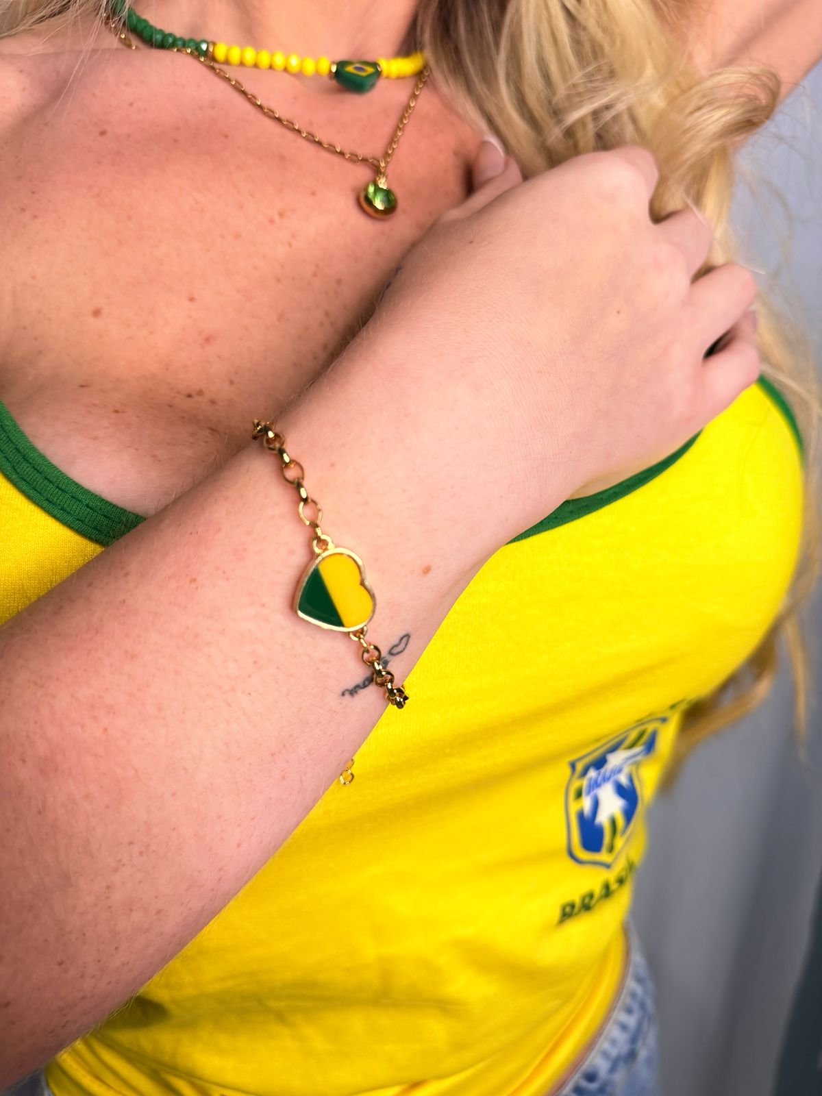 Pulseira Elo Português com pingente coração