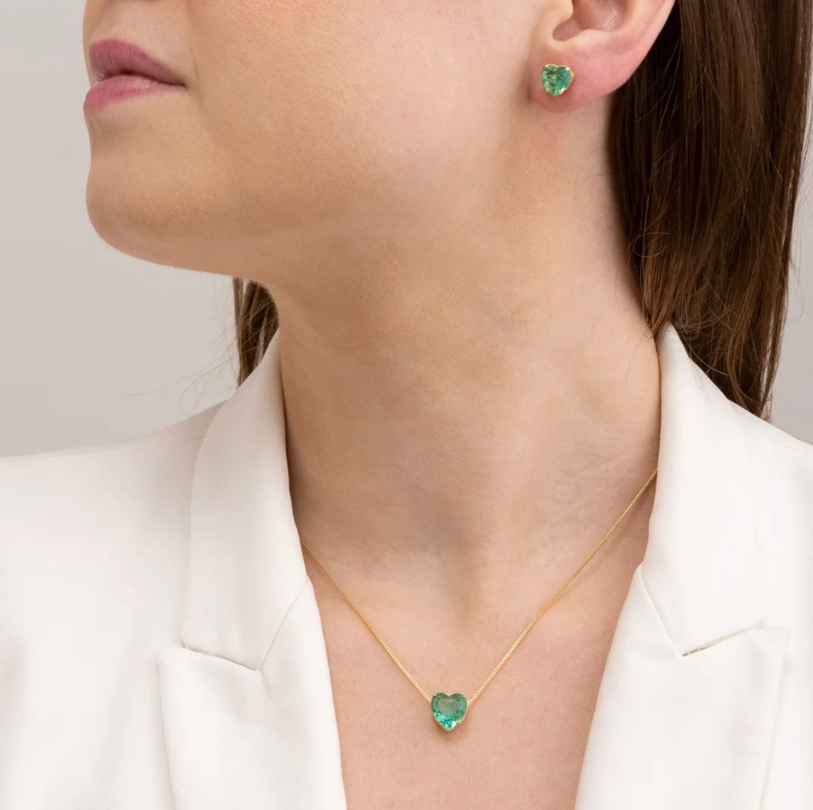 Conjunto Coração Cristal Turmalina